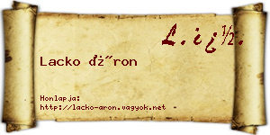 Lacko Áron névjegykártya